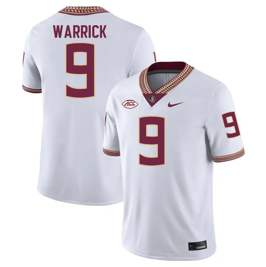 #9 Peter Warrick Florida State Seminoles Jerseys Football Stitched-White
